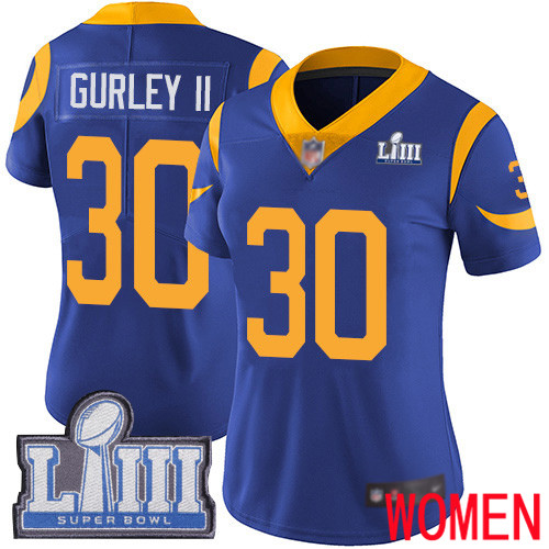 Los Angeles Rams Limited Royal Blue Women Todd Gurley Alternate Jersey NFL Football #30 Super Bowl LIII Bound Vapor Untouchable->los angeles rams->NFL Jersey